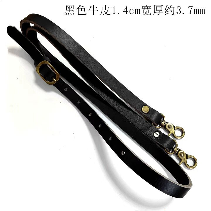 1.2/1.4厘米宽头层牛皮单肩斜挎包背带古铜色五金加厚牛皮粗钩子