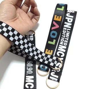 可套手腕时尚电绣彩色字母织带汽车钥匙扣男女士手拎锁匙扣布挂绳