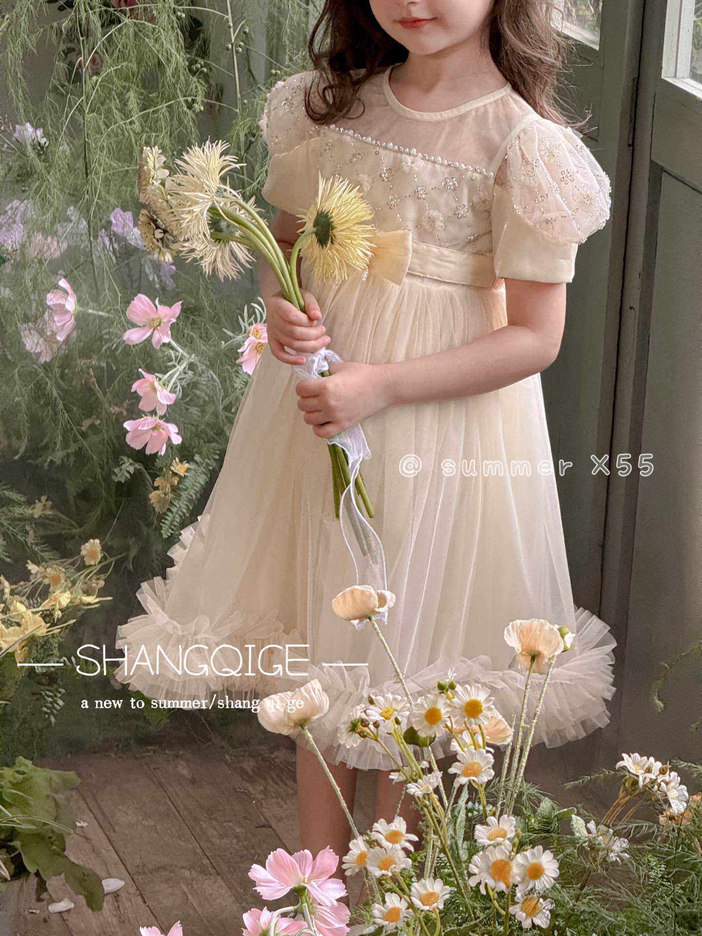2026夏季新款女童连衣裙夏装儿童短袖蓬蓬纱裙宝宝洋气礼服女孩