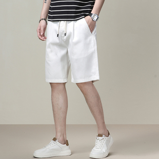 薄款 夏季 宽松抽绳五分裤 新款 子男 休闲短裤 白色百搭机能风中裤 男士