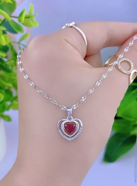 银楼纯银s925雪花项链红