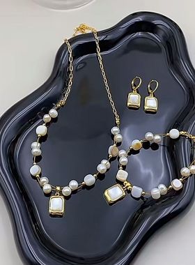 新款珍珠项链三件套手工