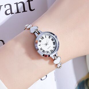 女士链式手表小众轻奢抽拉手表女细带小巧简约气质小表盘镶钻手链