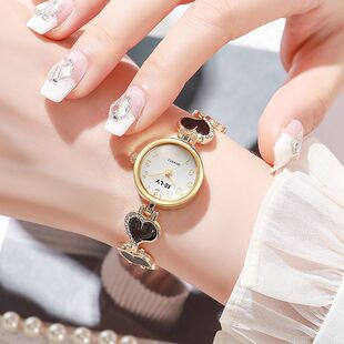 女士链式手表琉光 手链表新款女士手表时尚气质桃心形腕表