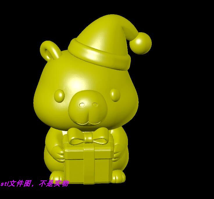 水豚卡皮巴拉豚鼠圣诞节礼物盒三维立体stl文件3d打印模型素材