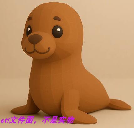 海狮海洋生物几何刻面多边形动物手工木雕stl文件3d打印模型素材