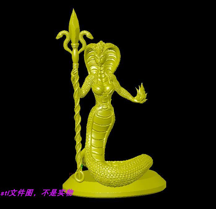 蛇女妖眼镜蛇人物动物三维立体图纸stl文件雕刻机3D打印模型素材