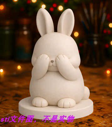 害羞可爱兔子动物宠物复活节三维立体圆雕stl文件3D打印模型素材