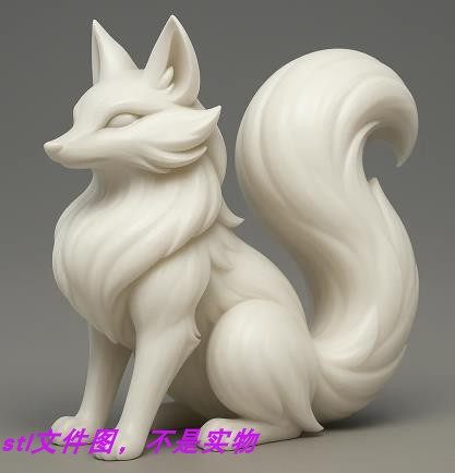 漂亮狐狸动物狐仙卡通可爱三维立体普通stl文件图3D打印模型素材