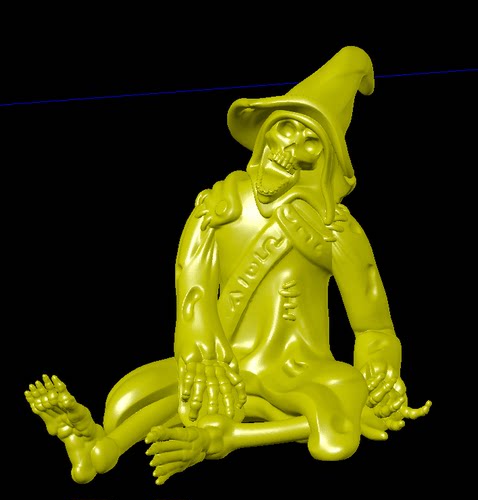骷髅头骨万圣节巫师帽三维立体圆雕stl文件雕刻3D打印模型素材