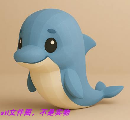 海豚海洋几何刻面木雕动物多边形三维立体stl文件3D打印模型玩具