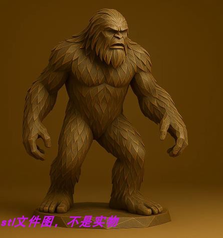 大脚怪野人原始人建模三维立体图stl文件雕刻机3D打印模型素材图片
