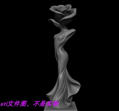 女神玫瑰花人物花朵盆栽植物三维立体图stl图雕刻3d打印模型素材