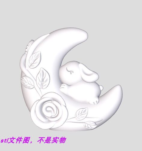兔子月亮花朵宠物艺术动物卡通三维立体stl文件图3D打印模型素材