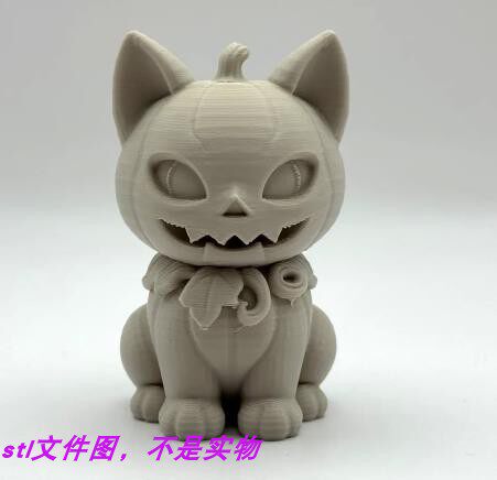 南瓜猫动物万圣节手办三维立体圆雕图stl文件3D打印模型素材