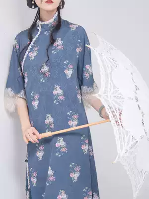 Chuandai:Full moon flowers have a breeze Xtreme cheongsam can be worn daily girl cheongsam improved version of Western dress