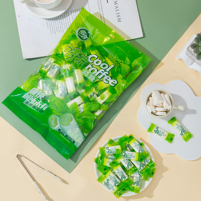 薄荷味清凉奶糖独立小包装零食非清新口气薄荷味奶糖怀旧零食糖果