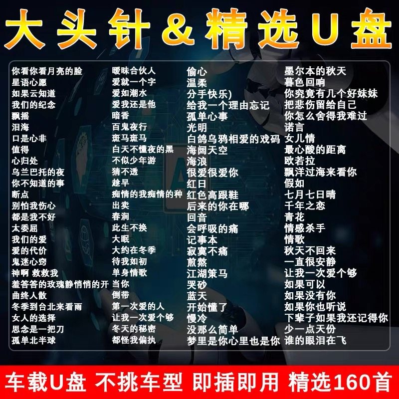 2026热门大头针精选歌曲U盘泪海经典老歌AI翻唱车载音乐优盘MP3,汽车用品/电子/清洗/改装,车载音乐U盘,淘宝优惠券,粉丝福利购,淘宝优惠卷