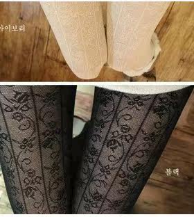 韩国瘦身蕾丝花朵白色连裤袜子