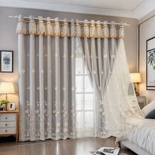 窗帘全遮光防晒隔热布纱一体双层卧室飘窗客厅简约现代2025新款