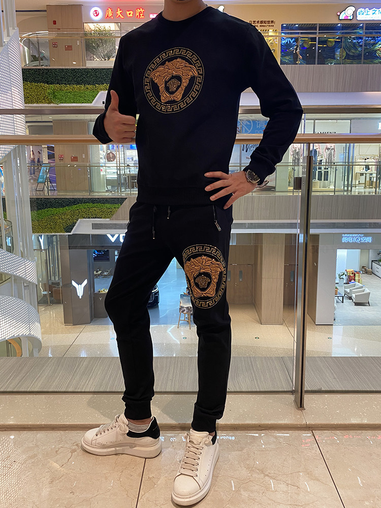PaddyPeter潮牌秋冬季卫衣卫裤套装男人头烫钻长袖长裤休闲两件套