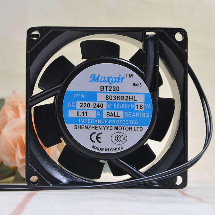 Maxair BT220 8038B2HL 220V 0.11A 8厘米金属耐高温机柜轴流风扇