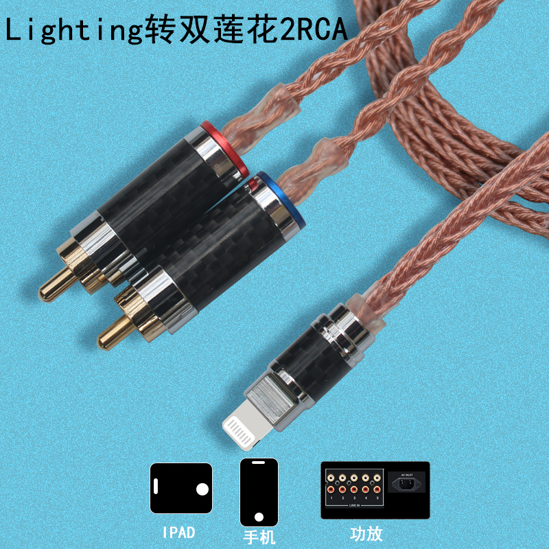 12适用13苹果14手机转双莲花11连接xs功放音箱低音炮一分二音频线
