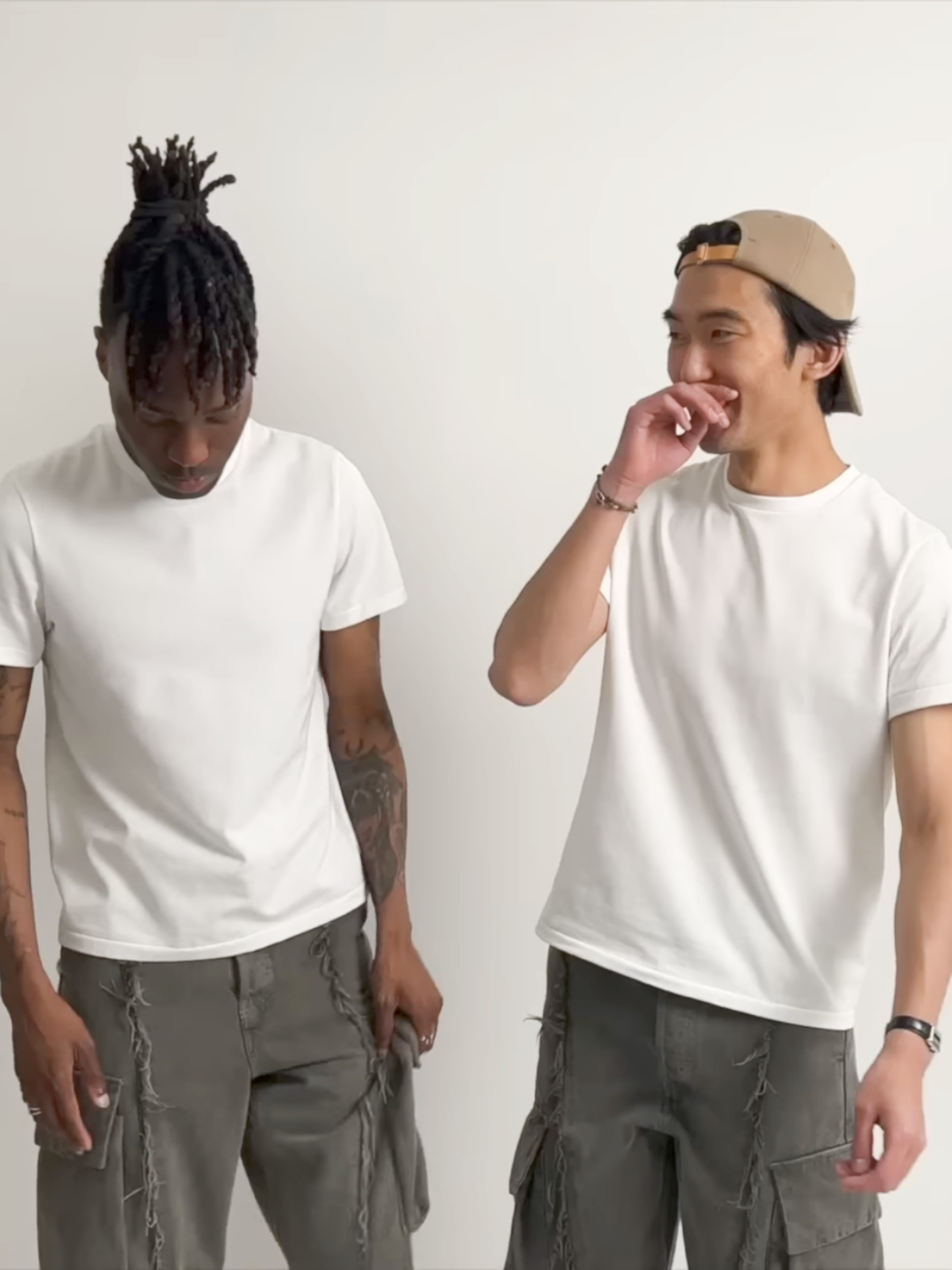 thumbnail for Vujade007 twisted cut short sleeves summer casual bottom plain white CleanFit T-shirt Kenijima