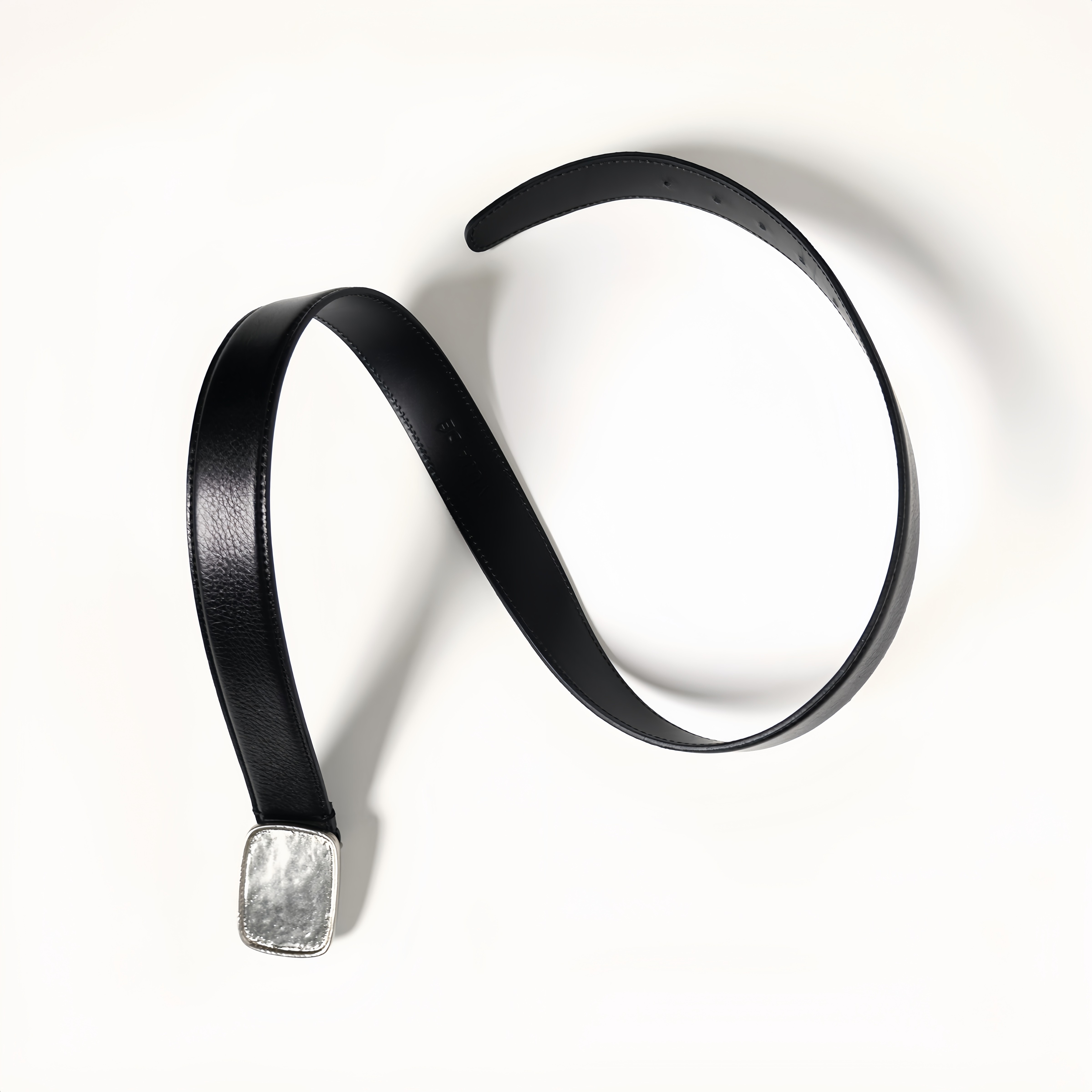 thumbnail for Vujade 011-Grisaille Silver Vintage Leather Belt Stylish Minimalist Premium Belt