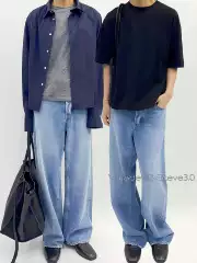 Vujade012-Steve3 New Straight-Leg Loose Washed Jeans Casual Workwear Everyday Versatile Long Pants