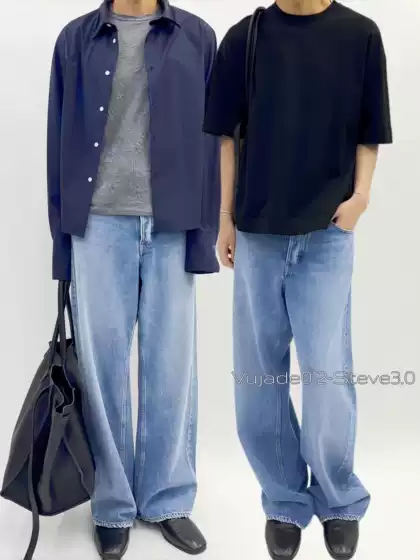 Vujade012-Steve3 New Straight-Leg Loose Washed Jeans Casual Workwear Everyday Versatile Long Pants