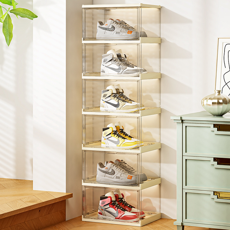 透明折叠塑料鞋盒收纳鞋子神器省空间鞋墙球鞋架鞋柜收纳盒免安装
