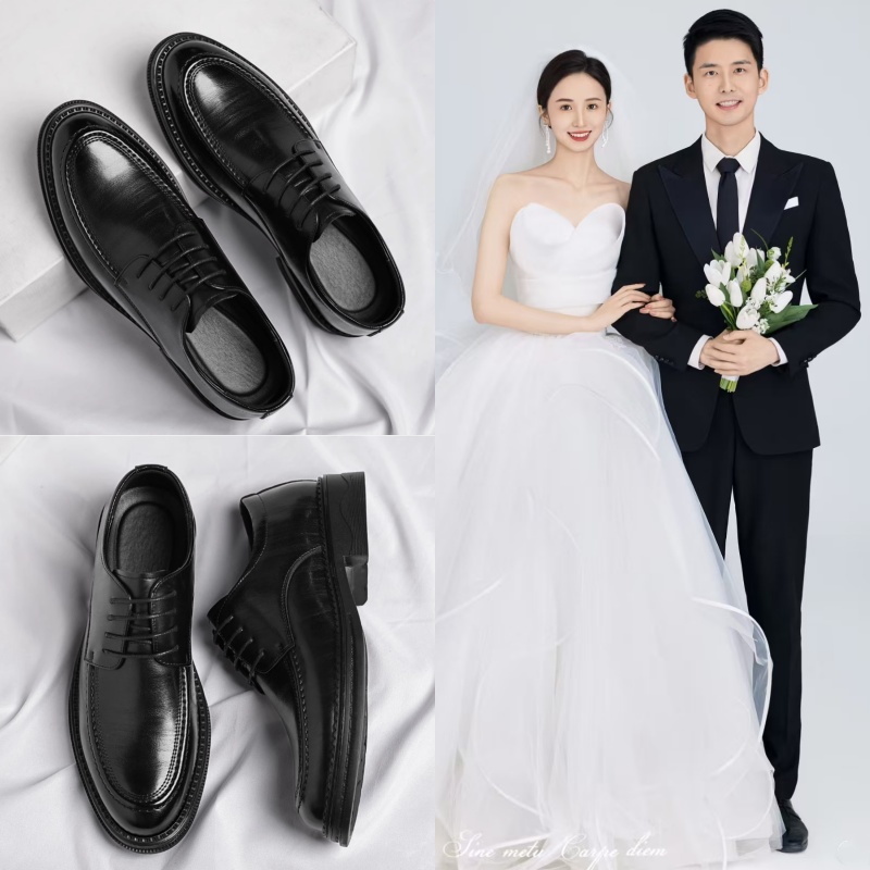 英伦韩版婚礼婚庆男款鞋子新郎结婚定婚拍婚纱照搭配西装男士皮鞋