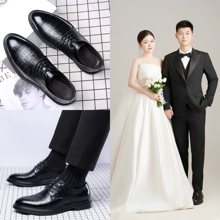 欧式婚礼男鞋新郎结婚拍婚纱照男生皮鞋伴郎接亲迎亲鞋子配西装鞋
