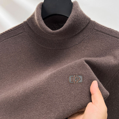 恒源祥男士毛衣秋冬季新款加厚保暖高领黑色打底衫100%羊毛上衣