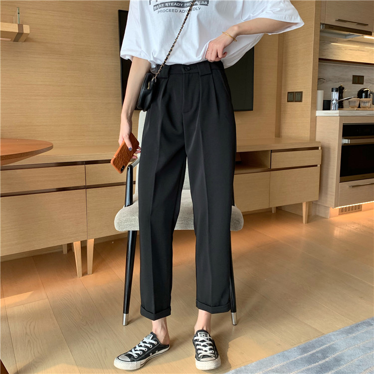 9070 real price down feel loose broad leg granny pants high waist casual pants Capri Pants