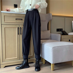 Real price autumn overalls women's high waist, loose and straight tube, Harun's foot binding and drooping feeling