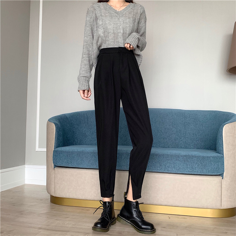 Real price loose and slim casual Leggings high waist straight pants suit Capris women