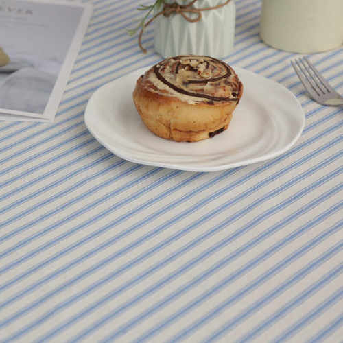 简约现代条纹棉质长方形桌布