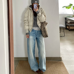 美式复古阔腿牛仔裤女2025秋冬季高腰宽松显瘦喇叭裤微喇拖地裤子