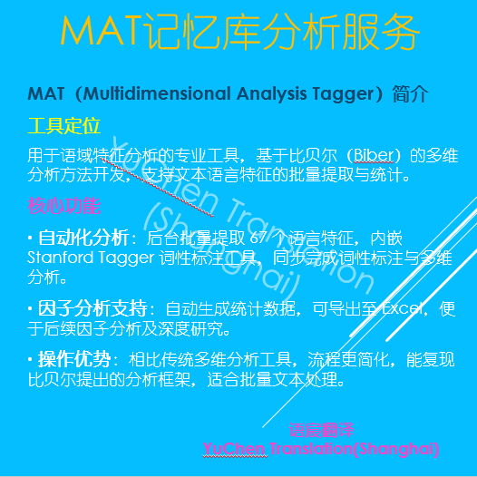 Multidimensional Analysis Tagger (MAT) 语料库分析服务