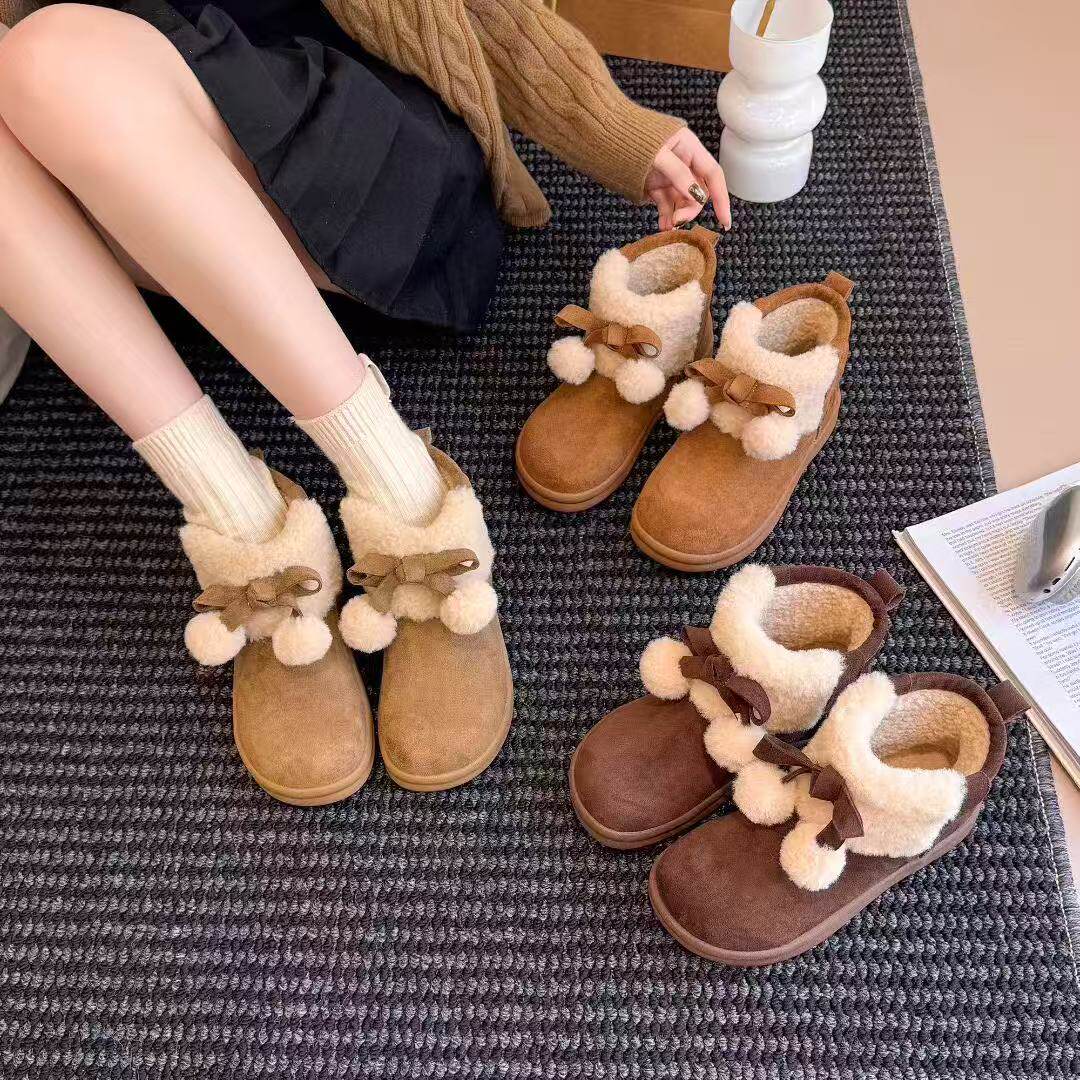 雪地靴女2025冬季新款可爱毛球短筒保暖厚底百搭外穿棉鞋8018-5,女鞋,棉鞋,淘宝优惠券,粉丝福利购,淘宝优惠卷