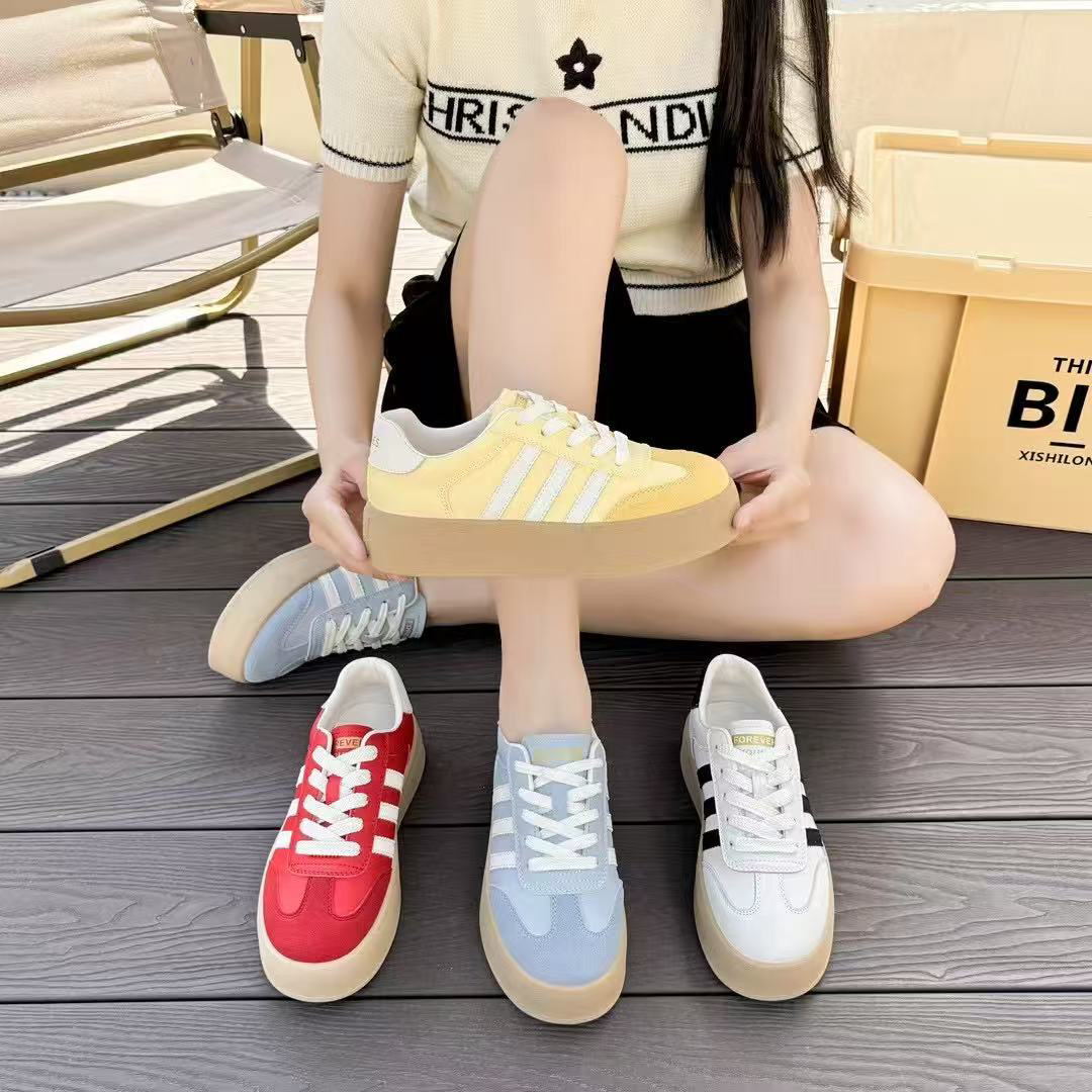 厚底德训鞋女2025新款早秋季百搭板鞋小个子显高休闲鞋D3327-1