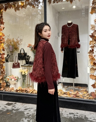 2025秋冬新款新中式国风马甲丝绒裙女质感气质显瘦半身裙棉打底衣