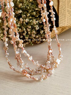 限量油画风紫粉彩色天然淡水巴洛克无核再生小花瓣珍珠项链锁骨链