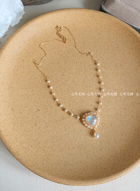 温柔风格天然月光石项链女