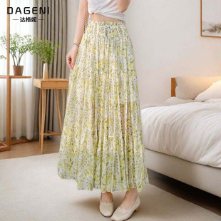 波西米亚碎花半身裙女夏季 高腰显瘦长裙小清新雪纺A字裙 2025新款