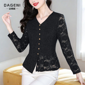 外穿打底衫 优雅气质修身 2025新款 女内搭秋季 洋气t恤上衣 蕾丝小衫