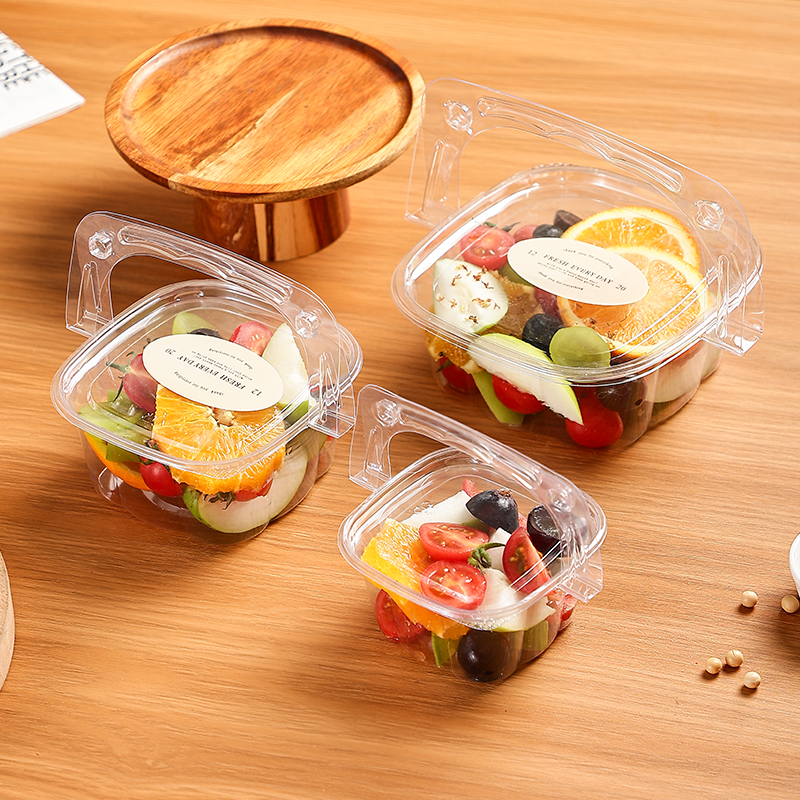 春游野餐盒一次性水果花篮盒外带露营果切打包盒子食品包装便当盒