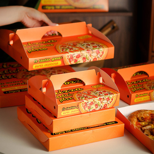手提披萨盒子定制6/7/8/9/10寸pizza饼外卖包装打包外卖比萨盒